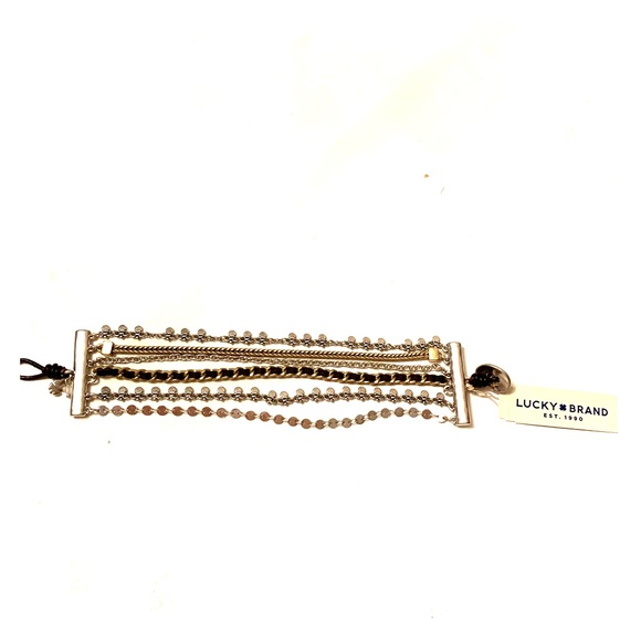 Lucky Brand 5 Strand Silvertone Bracelet Nwt 35$